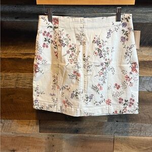 Tinseltown Floral Mini Skirt - Cream and Pink